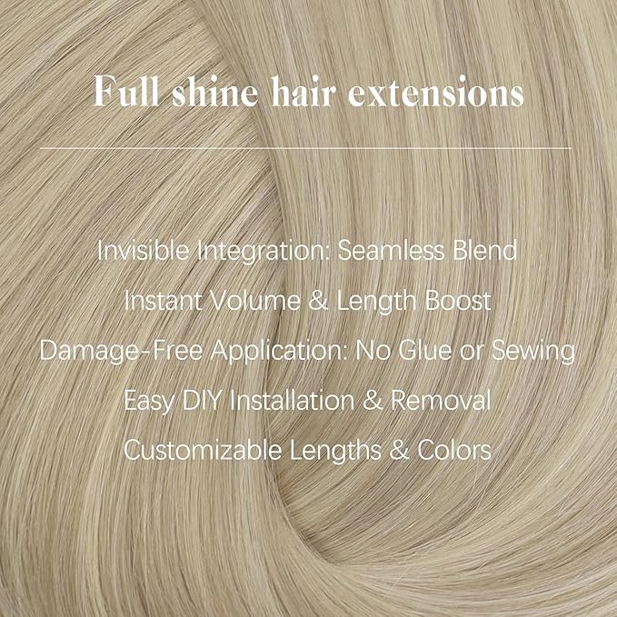 Full Shine Clip in Hair Extensions 18 inch 140g 8Pcs Seamless Hair Extensions Clip in Ash Blonde Highlight Bleach Blonde Remy Hair Clip ins for Women