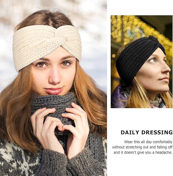 DRESHOW Knit Crochet Headband for Women Ear Warmer Soft Turban Stretch Warmer Headbands Winter Fashion Head Wrap