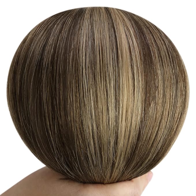 YoungSee Clip in Hair Extensions Balayage Brown Hair Extensions Clip ins Invisible Clip Hair Extension Real Human Hair Balayage Chocolate Brown Mix Caramel Blonde Clip in Extension Straight 14In 120G