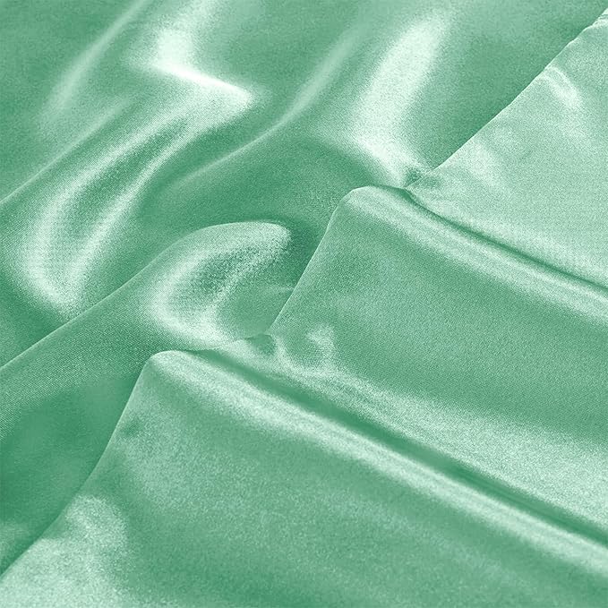 Aormenzy Satin Pillow Cases for Women Queen Size Set of 2, Mint Green Satin Pillowcase for Hair with Envelope Closure Silky Pillow Covers Wrinkle, Fade Resistant (20x30 Inches)