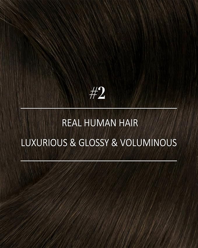 YoungSee Clip in Hair Extensions Human Hair Brown Clip on Hair Extensions for Women Darkest Brown Clip in Human Hair Extensions Silky Remy Hair 20Inch 120G 7Pcs