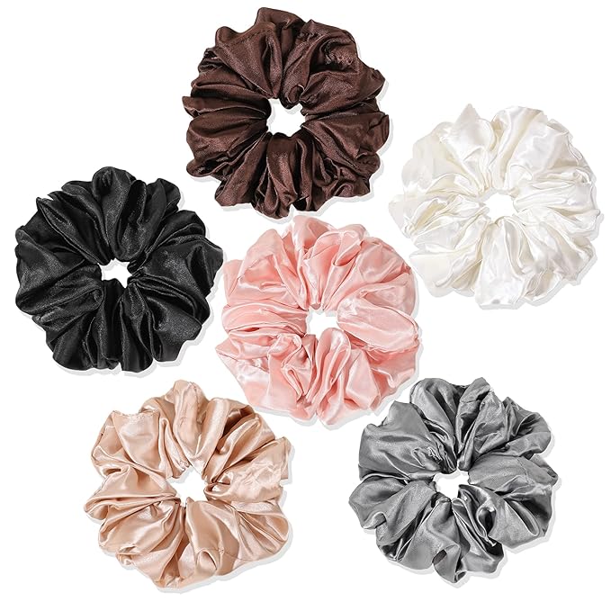 Silk Satin Hair Scrunchies for Women Girls - Big Large Jumbo Scrunchie for Sleep Cute Gaint Oversize Scrunchy for Thick Hair