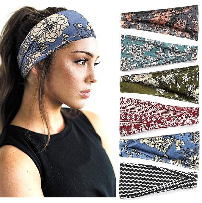 AKTVSHOW Boho Headbands for Women Fashion Wide Headband Non-Slip Head Band for Women's Hair Wide Thick Sweat Hair Bands, Trendy Hair Accessories for Women's