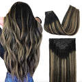 GOO GOO Clip in Hair Extensions Real Human Hair, Remy Human Hair Extensions Clip ins for Women, Natural Human Hair, 24inch 140g 7Pcs, #1B/6/1B Balayage Natural Black to Chestnut Brown