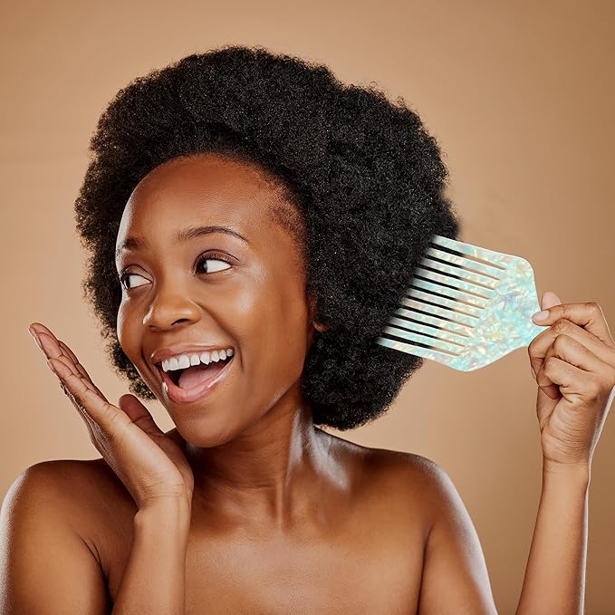 VOCOSTE Wide Tooth, Afro Hair Pick Comb, Hair Styling Tool for Men Women, Plastic, Green, 4.8 Inch