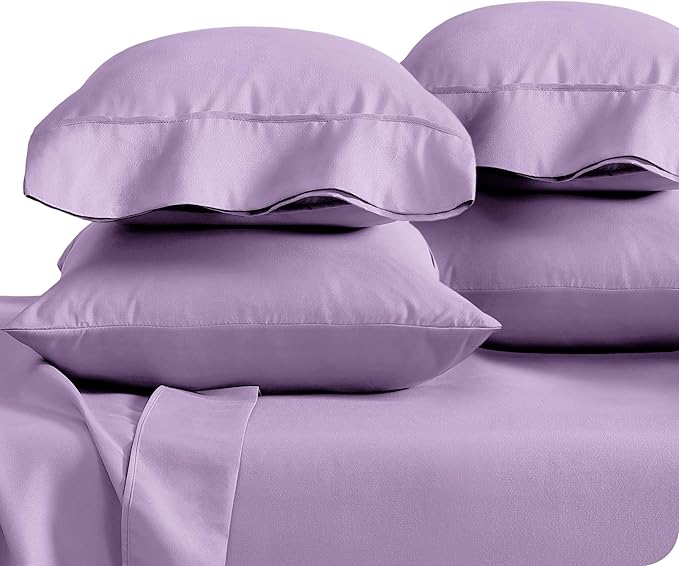 Bare Home Microfiber Bulk Pillow Cases - Standard/Queen Size Set of 4 - Cooling Pillowcases - Double Brushed - Lavender Pillowcases 4 Pack - Easy Care (Standard - 4 Pack, Lavender)