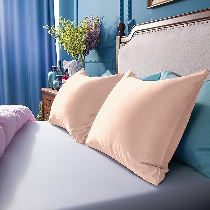 NTBAY Zippered Satin Pillow Cases for Hair and Skin, Luxury Queen Hidden Zipper Pillowcases Set of 2, 20x30 Inches, Pink
