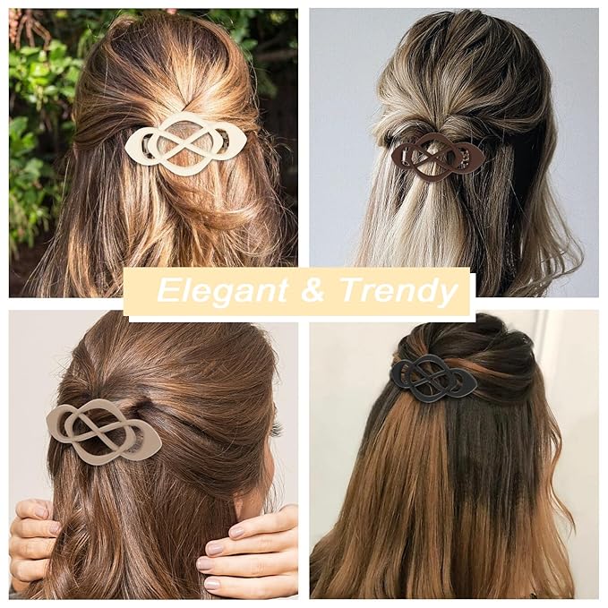 4packs Hair Clips French Hair Barrettes for Women Beige Khaki Brown Black Accessories for Women Girls