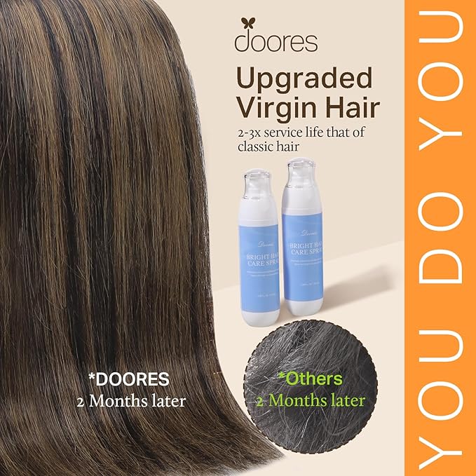 DOORES Human Hair Extensions Clip in, Balayage Natural Black to Chestnut Brown 14 Inch 7pcs 100g, Thick Straight Clip in Remy Hair Extensions Natural Weft