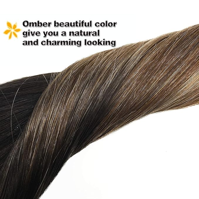 GOO GOO Clip in Hair Extensions Real Human Hair, Remy Human Hair Extensions Clip ins for Women, Natural Human Hair, 24inch 120g 7Pcs, 2/6/18 Balayage Brown to Dirty Blonde