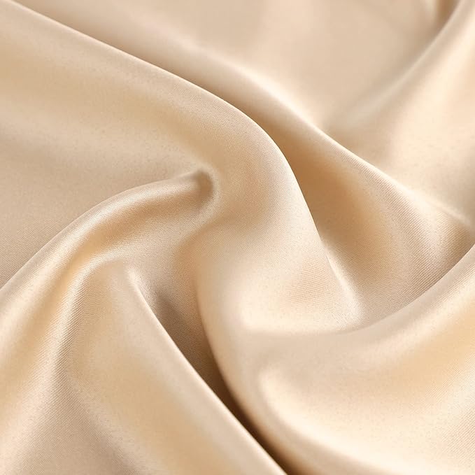 uxcell 2 Pack Silk Satin Pillowcase for Hair and Skin, Cool, Silky, Soft Breathable Pillow Cases Queen Size 20x30 Inch Sateen Pillowcase Champagne with Envelope Closure