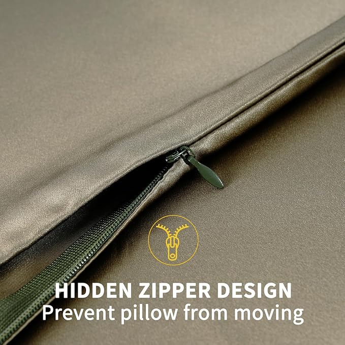 ZIMASILK 100% Pure Mulberry Silk Pillowcase for Hair and Skin Health,Soft and Smooth,Both Sides Premium Grade 6A Silk,600 Thread Count,with Hidden Zipper,1pc (Queen 20''x30'',Olive Grey)