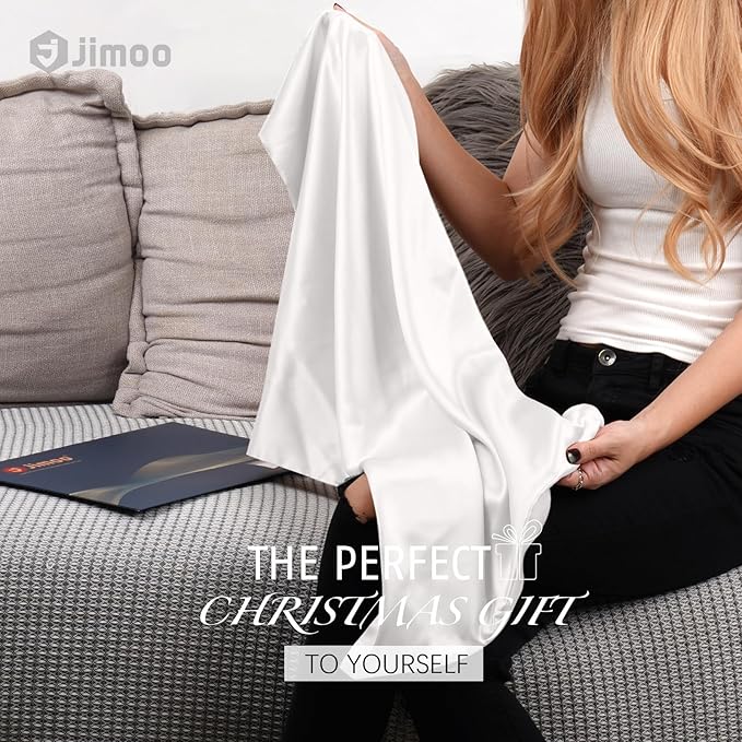 100% Mulberry Silk Pillowcase for Hair and Skin, 22 Momme Pure Natural Silk Pillow Case Both Sided with Zipper, Pillow Cover for Women Mom Men (Ivory White, King 20''×36'', 1 Pack)