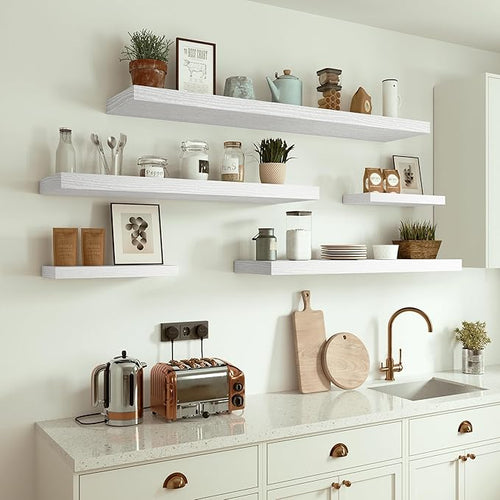 10 inches Deep Floating Shelves 36 inch Long, Wall Shelves Heavy Duty 70 lbs for Bedroom, Bathroom, Living Room, Kitchen, Office, Modern Shelf Home Decor with Invisible Bracket, White