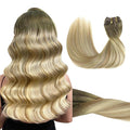 GOO GOO Clip in Hair Extensions Real Human Hair, Remy Human Hair Extensions Clip ins for Women, Natural Human Hair, 20inch 120g 7Pcs, 5A/90/16F Bahamian Balayage