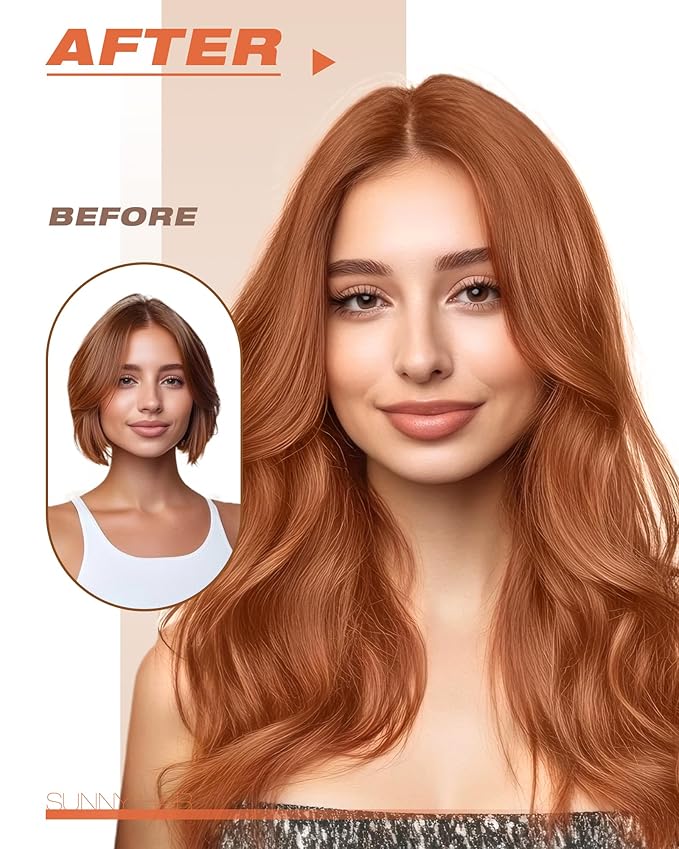 Sunny Hair Tape in Hair Extensions Real Human Hair Invisible Remy Hair Extensions Tape ins for Women Copper Red 20 inch 20Pcs 50G