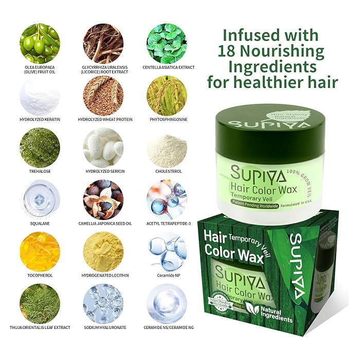 Temporary Hair Color Wax for Men - SUPIYA Washable Hair Wax Color, All-Day Hold Disposable Hair Wax for Christmas, Cosplay & Daily (Berry Color #71)