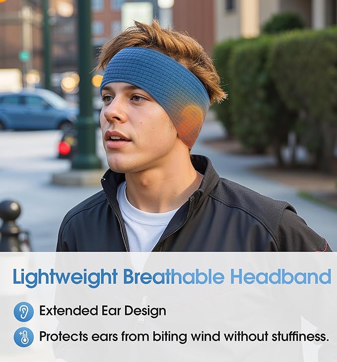 SUNMECI Lightweight Soft Fleece Headband - Breathable Ear Muffs for Men Women in Winter Running Cycling Ski Comfortable Warm for Clod Weather Sports