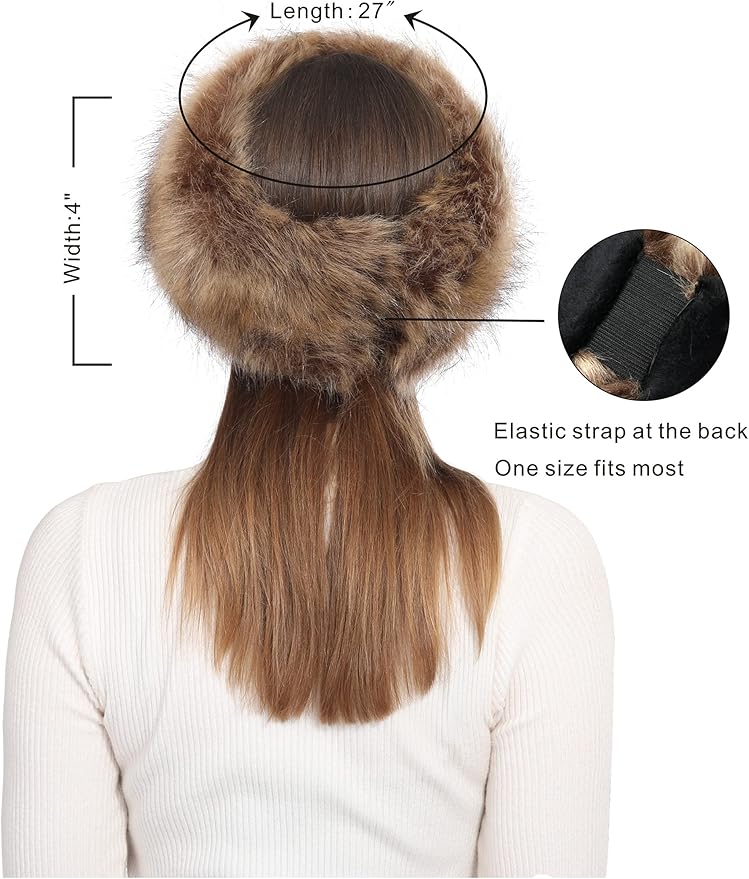 Faux Fur Headband for Women Winter Earwarmer Earmuff with Elastic