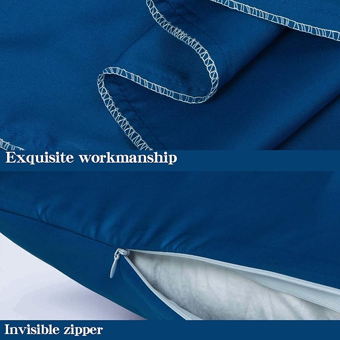 NTBAY Zippered Satin Pillow Cases for Hair and Skin, Luxury Standard Hidden Zipper Pillowcases Set of 2, 20x26 Inches, Royal Blue