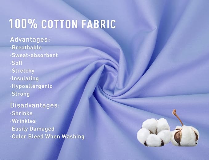Sunflower Body Pillowcase 100% Cotton Long Pillow Cover/Case Envelope Closure 1 Pack, 21×54 inches Purplish Blue, Soft and Breathable
