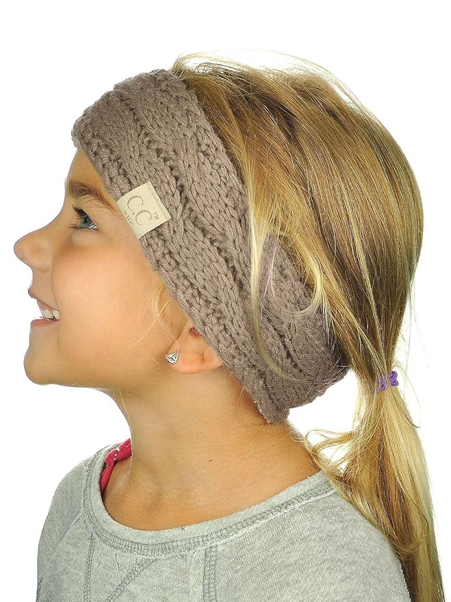 C.C Children's Kids' Winter Warm Cable Knit Fuzzy Lined Ear Warmer Headband