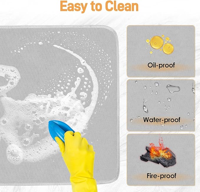 Air Fryer Mat for Air Fryer, 24 x 31in Heat Resistant Mat for Countertop, Fireproof Silicone Countertop Protector Appliance Slider for Air Fryer, Coffee Maker, Toaster, Oven (Grey)