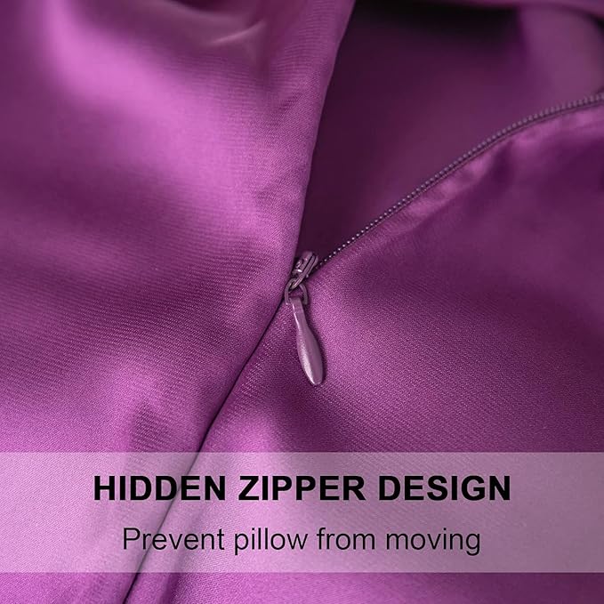 Mulberry Silk Pillowcase for Hair and Skin,Queen Size Cooling Silk Pillow Case with Hidden Zipper,Allergen Proof Dual Sides Soft Breathable Smooth Silk Pillow Cover for Women(Queen,Purple)