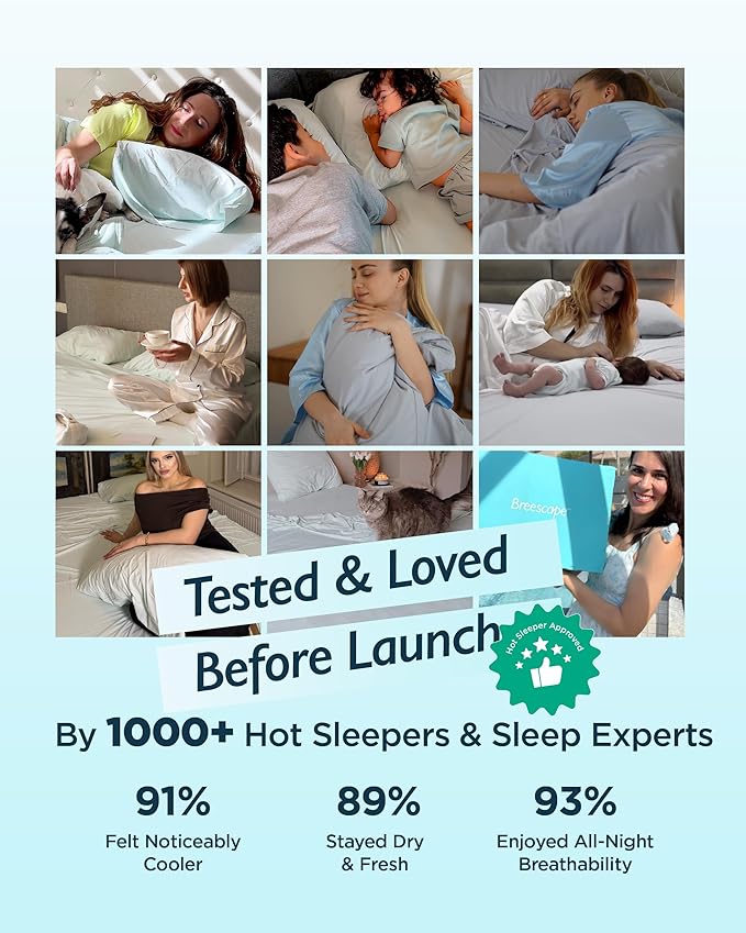 Breescape Cooling Pillow Cases King Size - BlendTek™ Dry & Cool Technology for Hot Sleepers and Night Sweats, 2 Pack Ultra Soft & Smooth Pillowcases for Hair & Skin Care, 20" x 36", Misty Gray