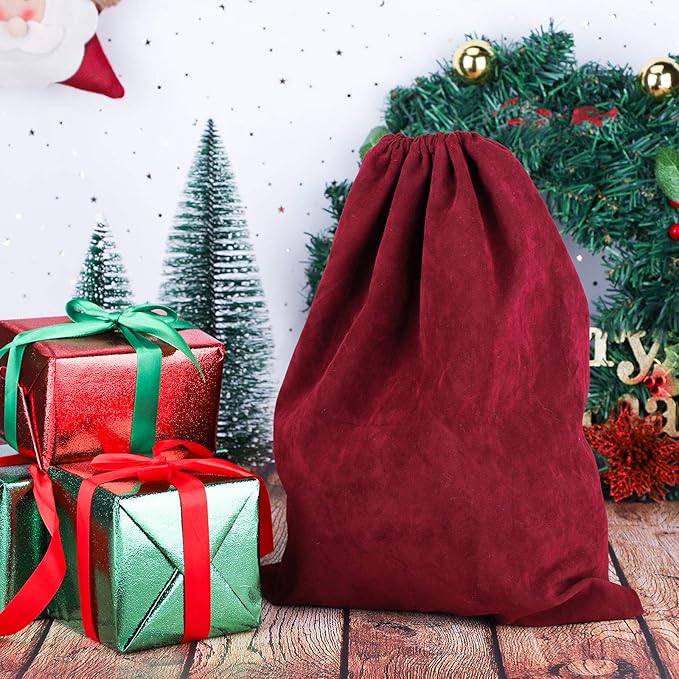 Segbeauty 3Pcs Hair Dryer Storage Bag, Blow Dryer Bag, 11.8x15.7 inches Satin Lined Organizer with Drawstring Wine Red Velvet Pouch Bag for Diffuser Straighteners Brush Clothes Gift Present