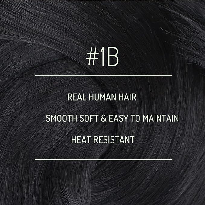 RUNATURE Black Clip in Hair Extensions Real Human Hair 14 Inch, Thick Human Hair Clip in Extensions, Remy Hair Extensions Clip Ins, Double Weft Hair For Women, Add Hair Volume 120g 7pcs #1B Off Black