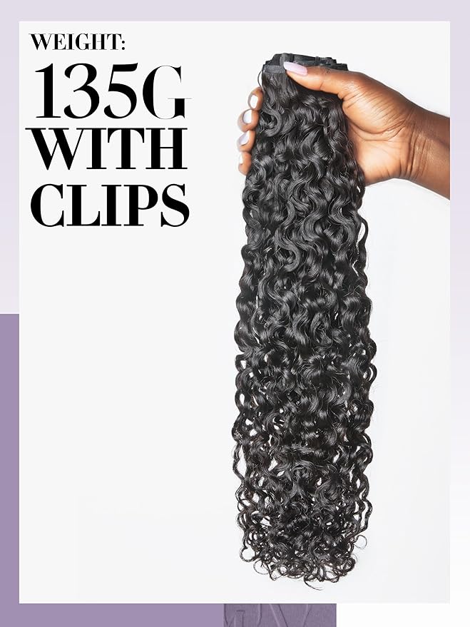 LUVME Burmese Curly Clip in Hair Extensions Real Human Hair Messy Curly Clip Ins Fullness with 1 Pack for Women Brazilian Remy Human Hair Natural Black 135g 22Inch