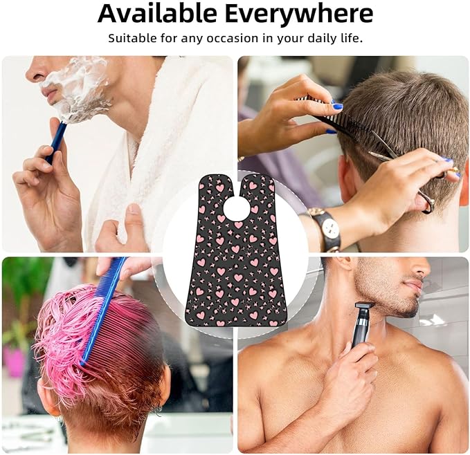 Waterproof Grooming Apron, Non-Stick Beard Bib with Suction Cups, for Love Heart Dark Gray Black Leopard Cheetah Print