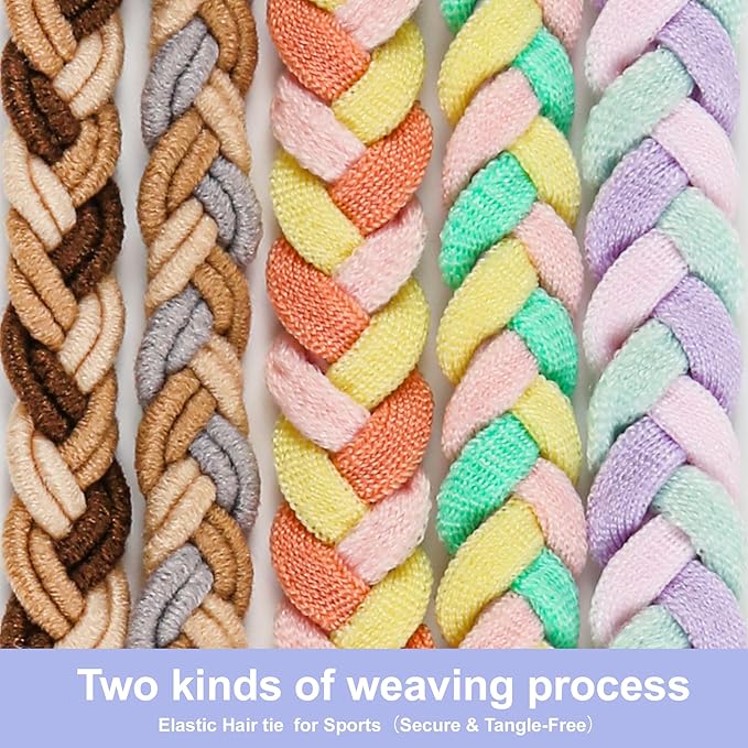 5 Pcs Spiral Hair Ties for Women & Girls, Rip Tie Hair Ties for Longhair, Elastic Braided Ponytail Holder, Tangle-Free, Effortless Styling for Gym, Running, Cycling, Surfing, Sports