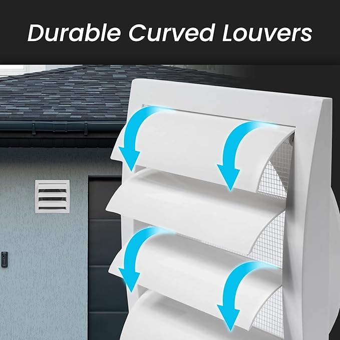 Repa Market 4 Inch White Dryer Vent Cover/Duct Cover for Walls or Ducting/ABS Plastic Grille with Flaps and Insect Screen/Exhaust and Dryer Vent Covers for Indoor & Outdoor Use