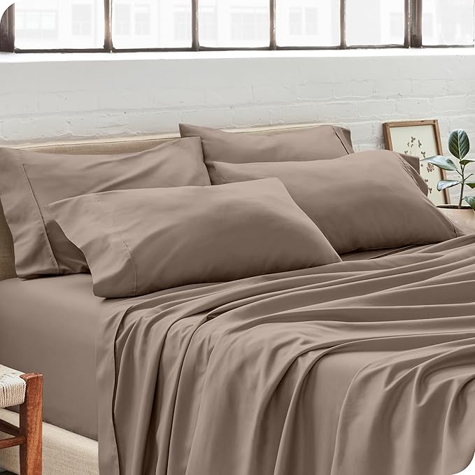 Bare Home Microfiber Bulk Pillow Cases - Standard/Queen Size Set of 4 - Cooling Pillowcases - Double Brushed - Taupe Pillowcases 4 Pack - Easy Care (Standard - 4 Pack, Taupe)