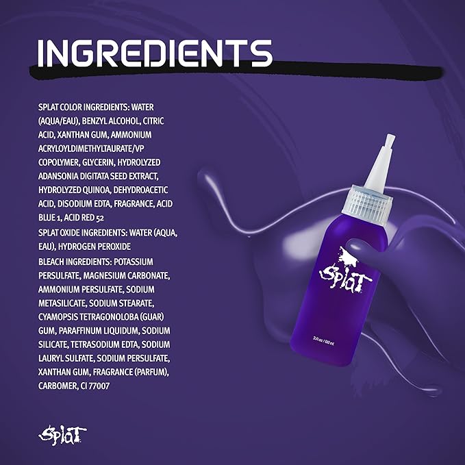 Splat Purple Desire Semi Permanent Hair Dye Kit with Bleach, 1 Application, Includes Purple Hair Dye, Oxide & Bleach Powder, Vegan & Cruelty Free Hair Color