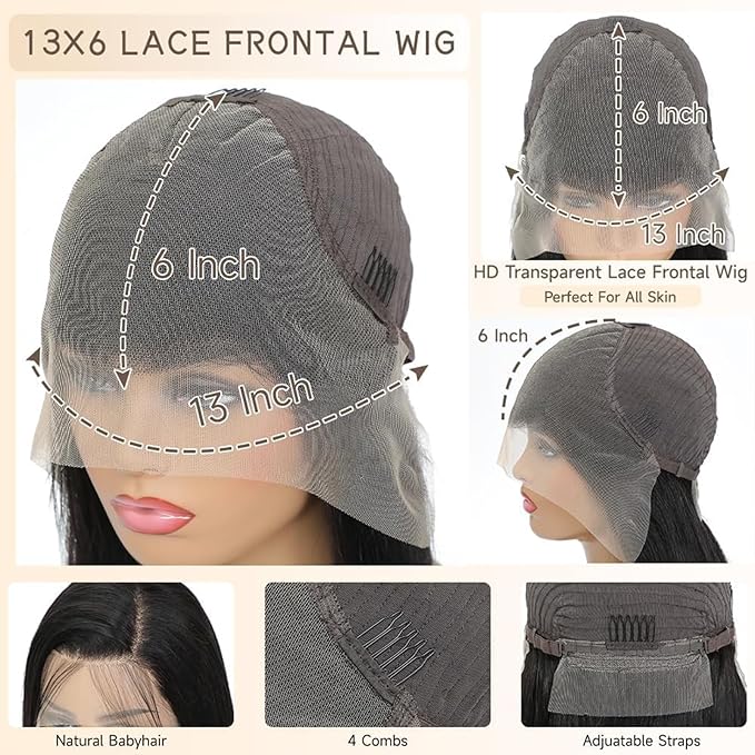 34 Inch Deep Wave Lace Front Wigs Human Hair 13x6 HD Lace Front Wigs Human Hair Pre Plcked Curly Human Hair Wig for Women 200% Density Water Wave Lace Front Wigs Human Hair With Baby Hair
