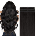 GOO GOO Invisi Edge Tape in Hair Extensions Human Hair, 1B Natural black, 6pcs 20inch 18g, Virgin Remy Hair, Seamless Injected Tape, Natural Look