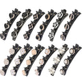 12PCS Sparkling Crystal Stone Braided Hair Clips, Braided Hair Clips for Women and Girls, Shiny Flower Rhinestone Hair Clip, Braided Duckbill Hair Clip With Crystal Hair Accessories for Styling