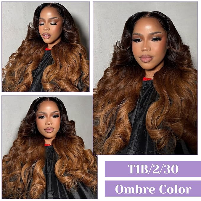 Ombre 5x5 Lace Closure Body Wave Chestnut Brown T1B/2/30 5x5 Transparent hd Lace Closure 100% Real Human Hair 20Inch 150% Density