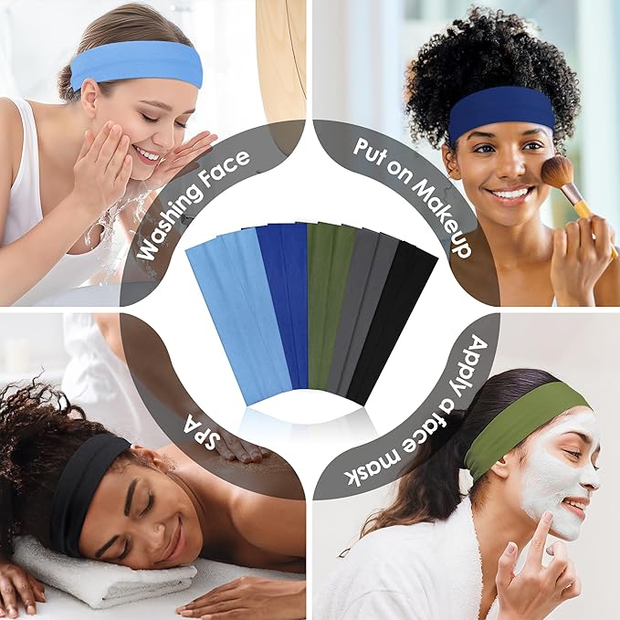 10 PCS Headbands for Women - Fashion Non Slip Cotton Headbands for Women and Men Perfect for Sports and Outdoor Activities in Summer,Including Running, Yoga, Cycling, Gym Workouts