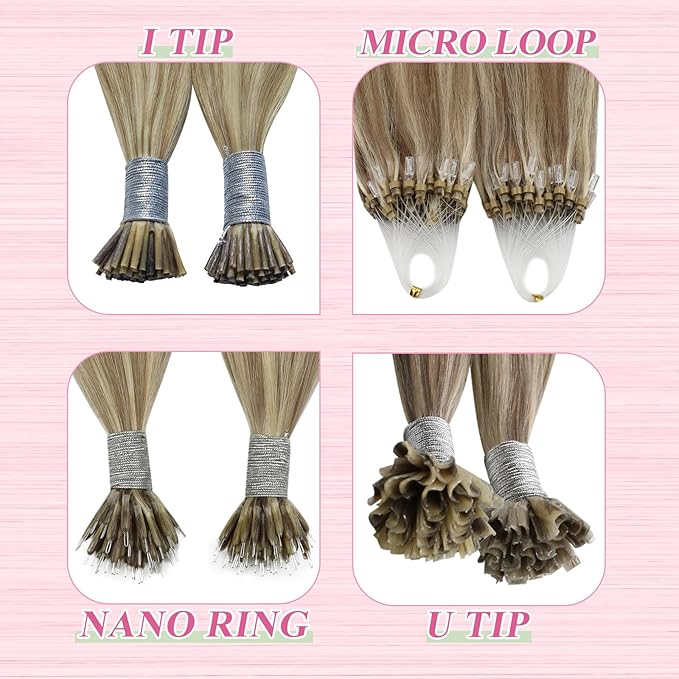 YoungSee U Tip Hair Extensions Human Hair Highlight Light Brown and Blonde Utip Human Hair Extension for Thin Hair Pre Bonded U Tip Remy Hair Extension Hot Fusion K Tip Hair Extensions Soft 50s/50g