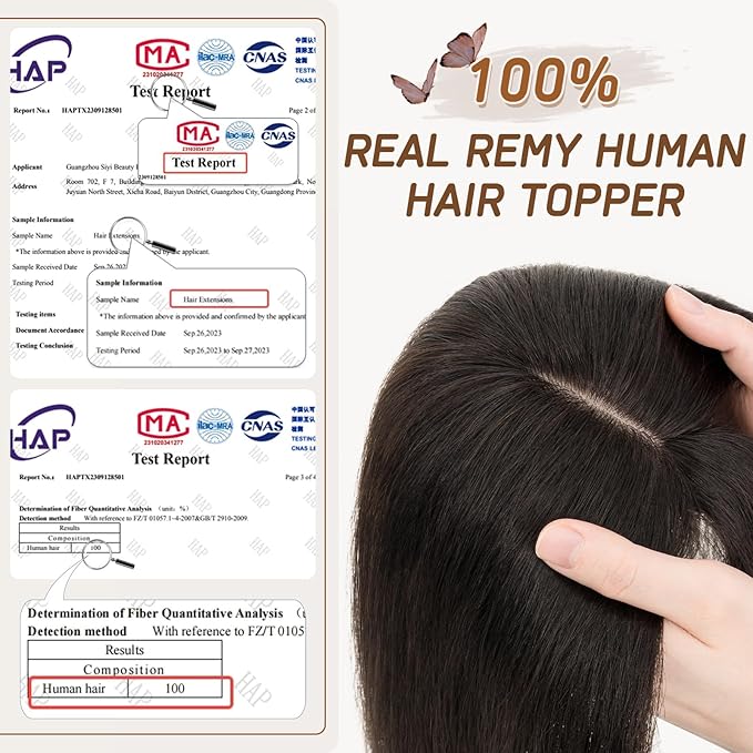 Rich Choices Real Human Hair Toppers for Women With Bang 100% Remy Human Hair Topper for Thinning Hair Clip in Silk Base Hair Topper 6 Inch #1B Natural Black