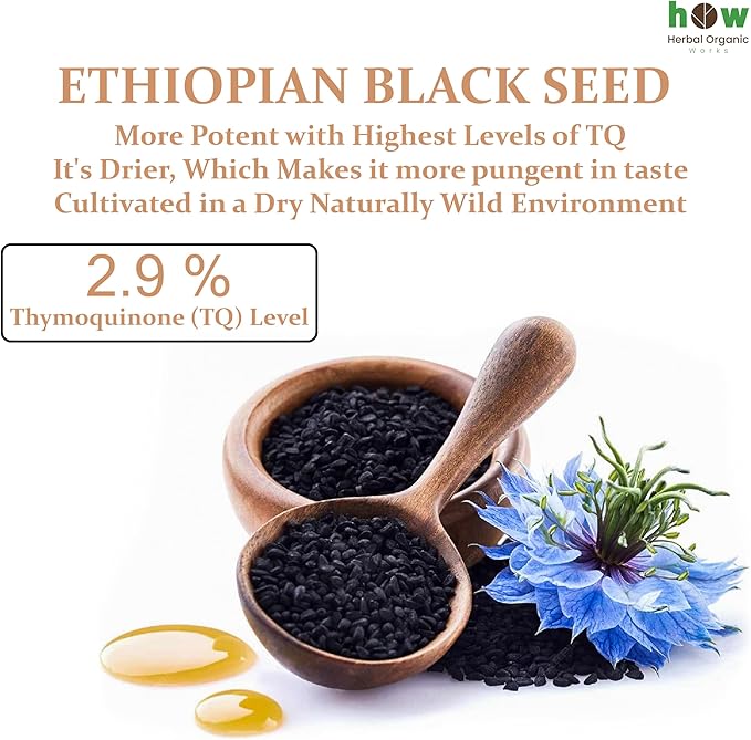 Ethiopian Black Seed Oil 16oz – Extra Strength 3x Thymoquinone – 100% Pure Cold-Pressed Nigella Sativa – Immune, Joint, Hair and Skin Support