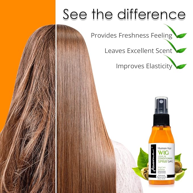 Awesome Human Hair Wig Leave in Conditioner Spray, pH5, Promoting Silkiness, Shine & Freshness I Preventing Dryness, Travel size 2.3 fl oz (1 set of 2)