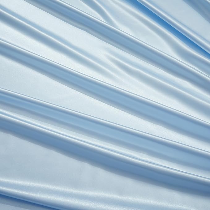 Light Blue Satin Pillowcase Standard Set of 2 with Envelope Closure，Light Blue Silk Pillowcase for Hair and Skin (20x26)