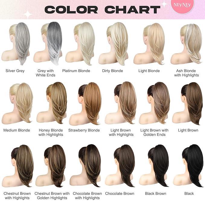 Ponytail Extension – 16” Claw Clip in Ponytail Hair Extensions Natural Soft Synthetic High Pony Tail Hairpieces for Women (Dark Brown with Highlights, 16 inch)