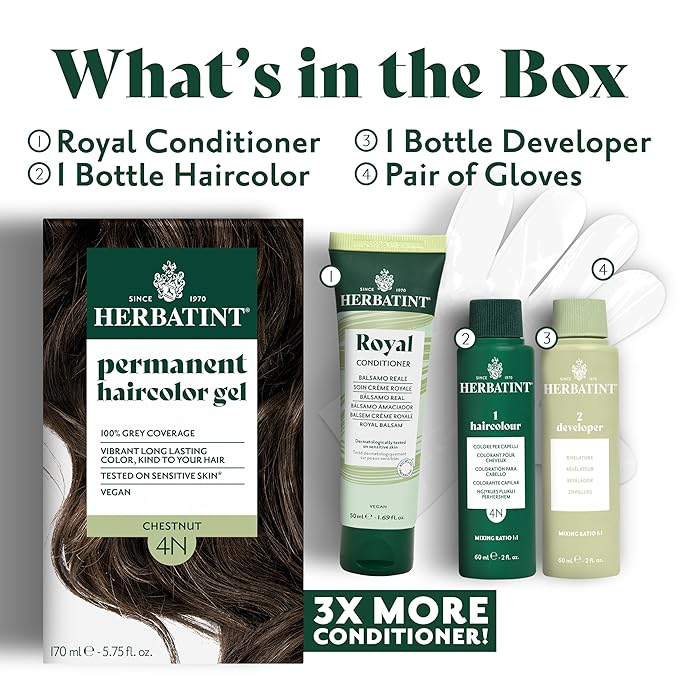 Herbatint Permanent Hair Dye - 10N Platinum Blonde - For Up To 100% Gray Coverage of Resistant Gray Hair - Ammonia-Free, Alcohol-Free & Vegan - Salon Influenced Hair Color 5.75 fl oz (Pack of 4)