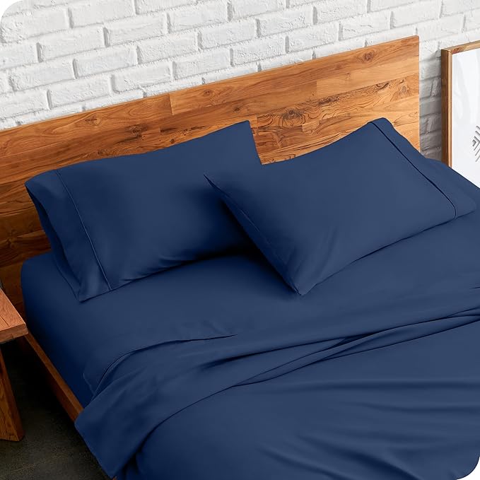 Bare Home Microfiber Pillow Cases - King Size Set of Two - Cooling Pillowcases - Double Brushed - Dark Blue Pillowcases 2 Pack - Easy Care (King Pillowcase Set of 2, Dark Blue)